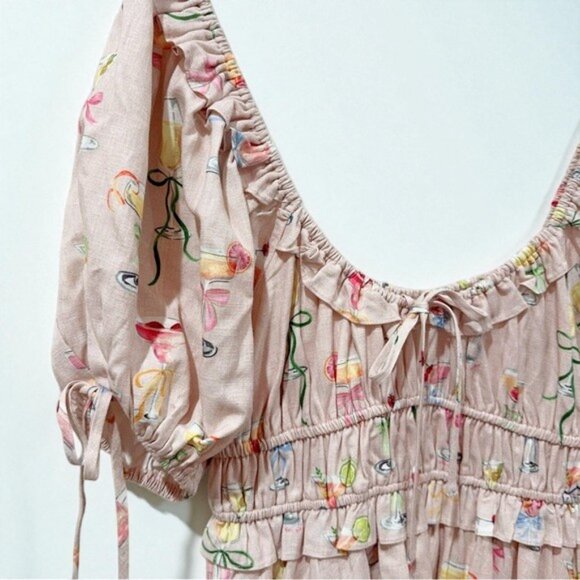 NWT En Saison Mia Ruffle Puff Sleeve Mini Dress Pink Multi - Picture 7 of 10